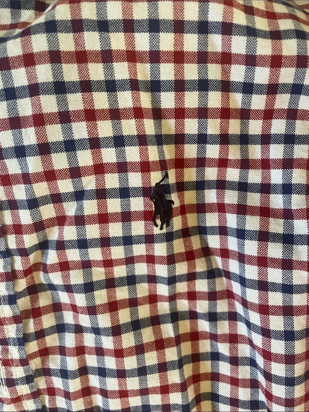 Ralph Lauren Plaid Youth Button-Down Shirt with Polo Logo - Red, Navy & White
